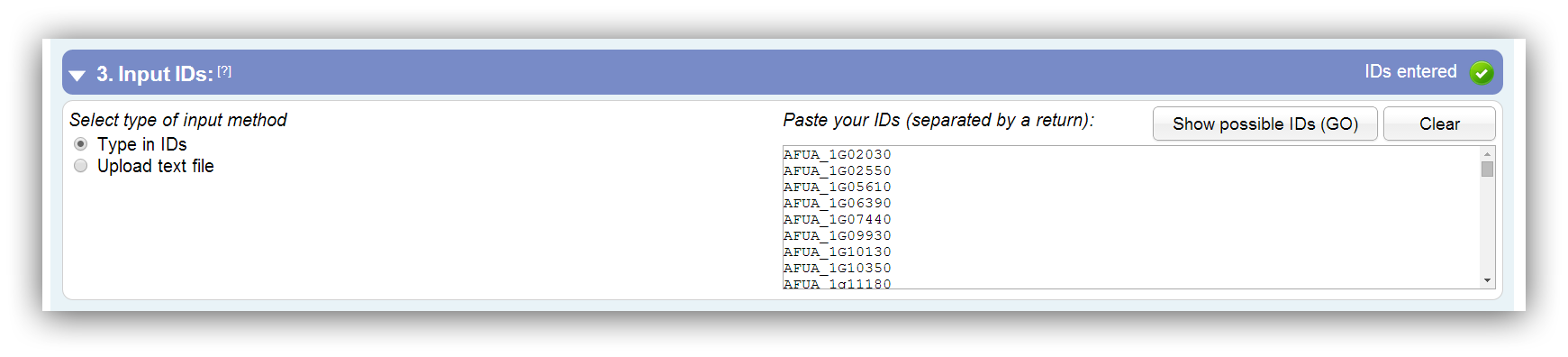 Screenshot - ID input
